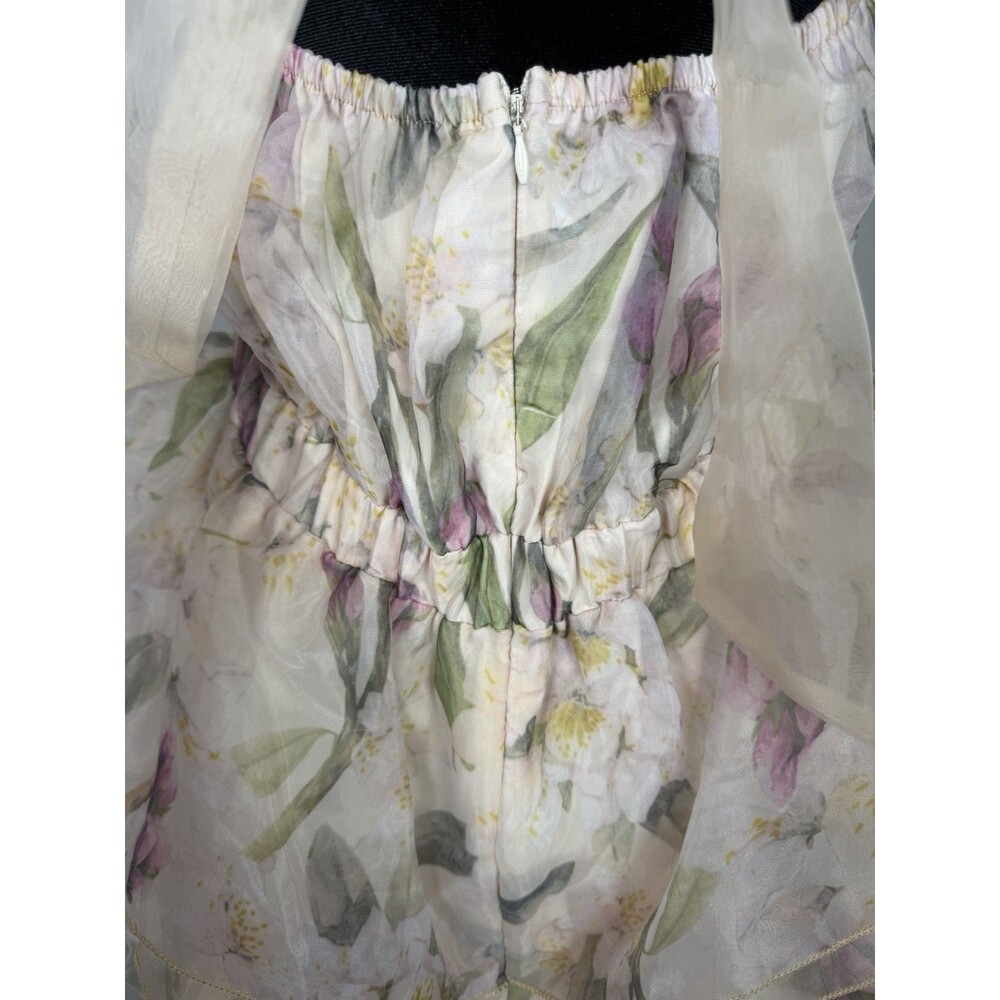 Arose Studio Danna Floral Print Halter Mini Dress Tiered Ruffle Size Large - Picture 14 of 16
